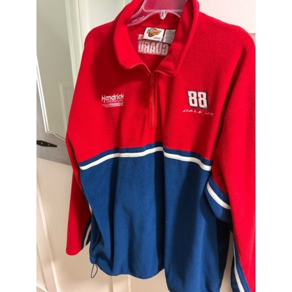 Winners Circle Dale Earnhardt Jr 88 NASCAR Fleece Pullover Red Blue Mens 2XL